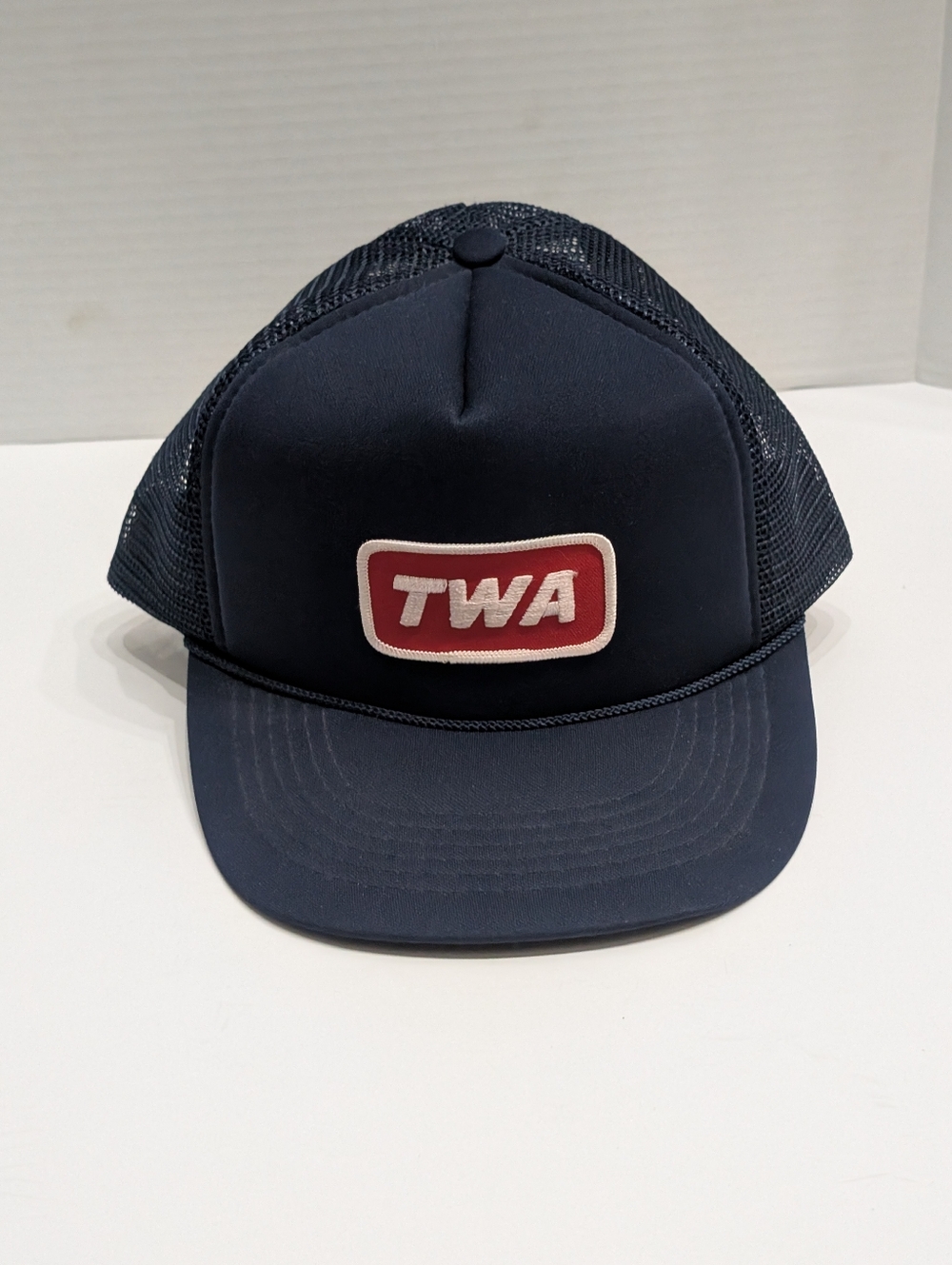 Vintage TWA Trans World Airlines Hat Cap Snapback Patch Logo Foam Mesh Trucker